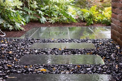 Black Polished pebbles, Limestone Stepping Stones